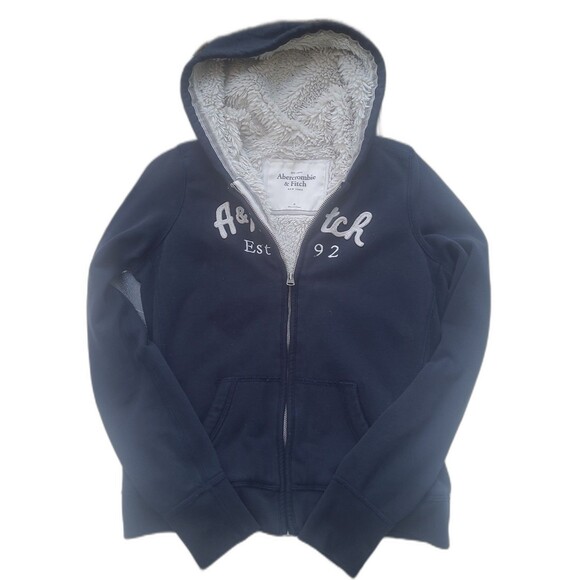 Vtg Abercrombie and Fitch Fur zip Hoodie - Picture 1 of 7